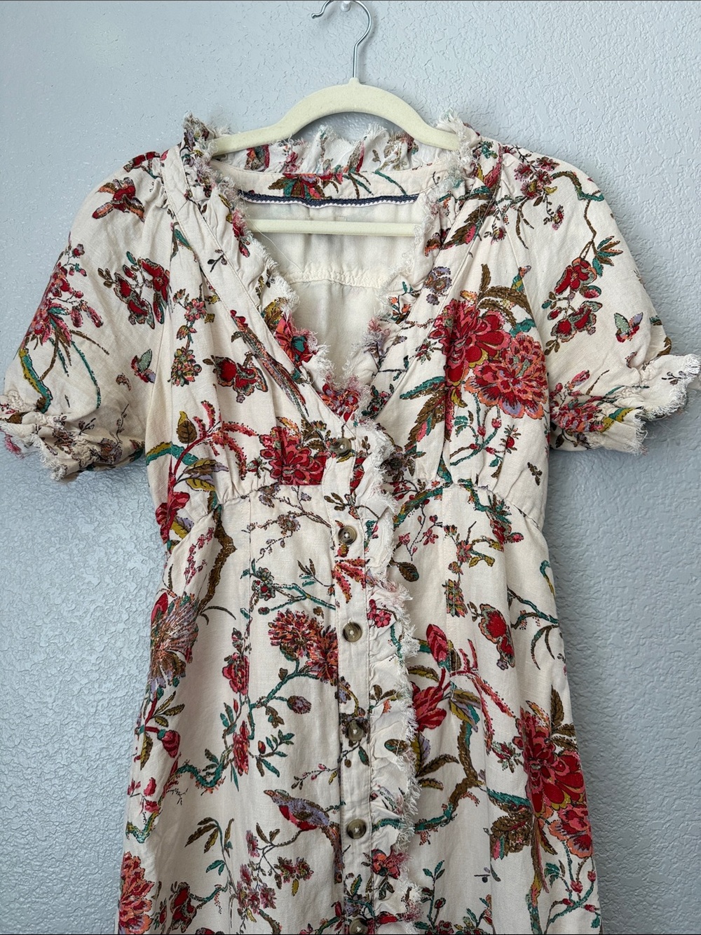 Pilcro Cream Midi Dress with Red Floral Print - Picture 4 of 10